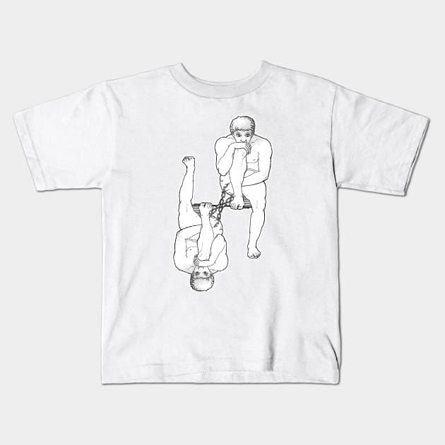 Up and down, the worried guy still stands Kids T-Shirt by Marccelus